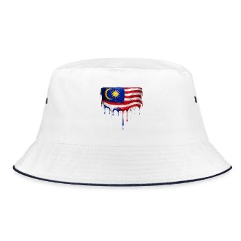 Malaysia Flag Drop Art - Bucket Hat - white/navy - Front