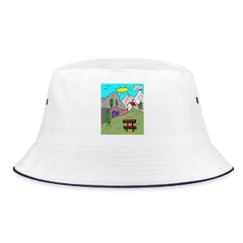 Alps Snails Post Letter Mountains Alm Postman - Bucket Hat - white/navy - Front