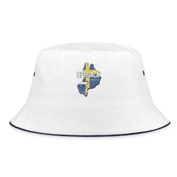 Uppsala Schweden Provinz Landkarte Souvenir - Bucket Hat - Weiß/Navy - Vorne