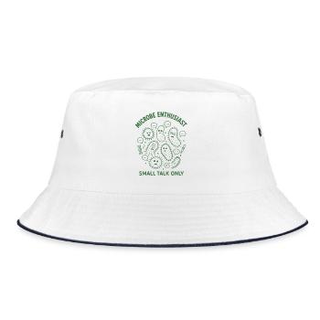 Microbe Talk Only | Microbiology Humor - Bucket Hat - white/navy - Front