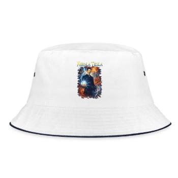 Nikola Porträt - Bucket Hat - Weiß/Navy - Vorne