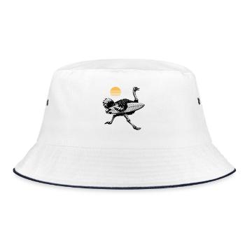 Ostrich with surfboard - Bucket Hat - white/navy - Front