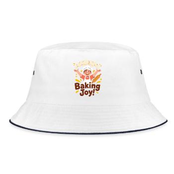 Baking Joy Cartoon-Koch - Bucket Hat - Weiß/Navy - Vorne