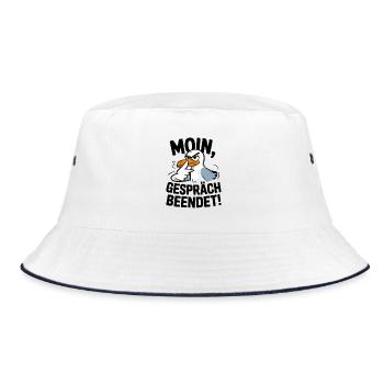  Moin Gespräch Beendet Möwe Nordsee Lustiger - Bucket Hat - Weiß/Navy - Vorne