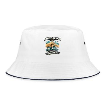 Abenteuer-Duo für Papa und Kind in der Natur - Bucket Hat - Weiß/Navy - Vorne