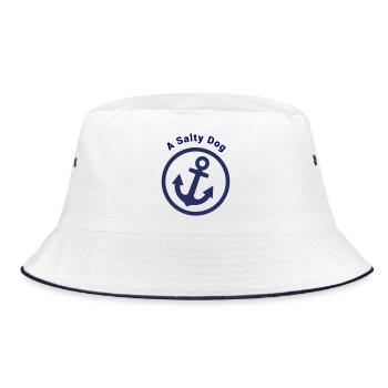 A Salty Dog - Shirt Hoodie Segeln Nordsee Ostsee - Bucket Hat - Weiß/Navy - Vorne