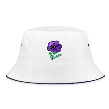 Funny Cute Flower Kawaii Kids - Bucket Hat - white/navy - Front