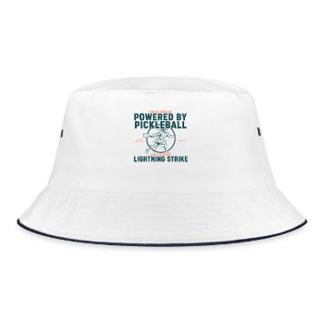 Pickleball angetrieben von Pickleball-Blitzschlag - Bucket Hat - Weiß/Navy - Vorne