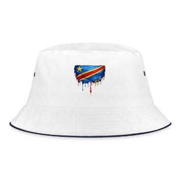 Congo flag in drop art - Bucket Hat - white/navy - Front