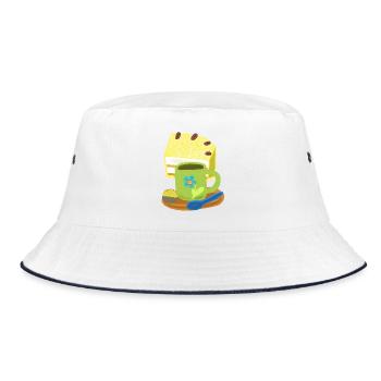 Torte Kuchen Kaffee Kaffeetasse Geburtstag - Bucket Hat - Weiß/Navy - Vorne