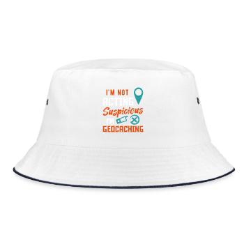 I'm Not Suspicious I'm Geocaching Funny Design - Bucket Hat - Weiß/Navy - Vorne