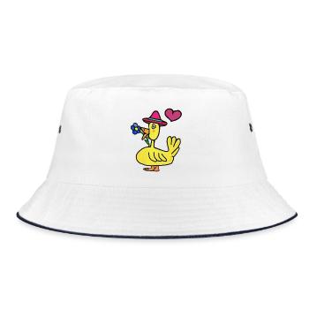 Duck with flower birthday greetings ducks children - Bucket Hat - white/navy - Front