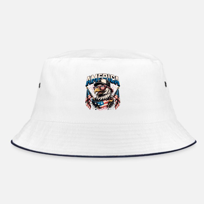 Patriotic Eagle with Flags Bucket Hat