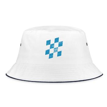 Bayern 2026 Rauten blau weiß - Bucket Hat - Weiß/Navy - Vorne