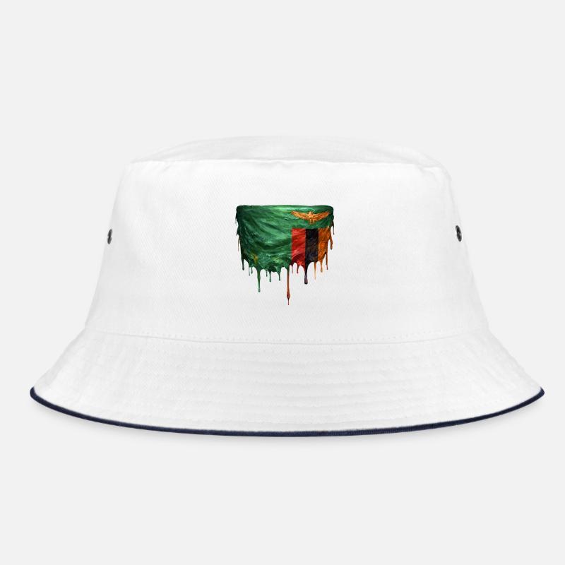 Sambische Flagge mit tropfender Farbe Bucket Hat