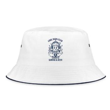 Gamer Dad Shirt Gaming Bier Geschenk Papa - Bucket Hat - Weiß/Navy - Vorne