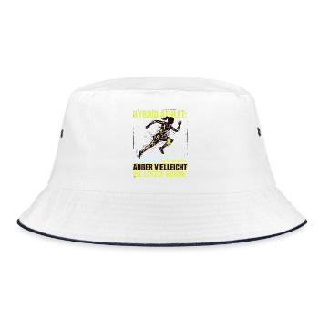 Hybrid Athlet Wettkampf lustiger Spruch - Bucket Hat - Weiß/Navy - Vorne
