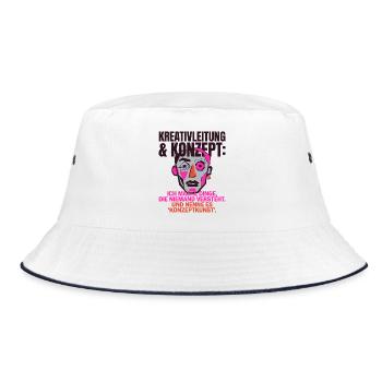 Brutalismus Truth Architektur Design - Bucket Hat - Weiß/Navy - Vorne