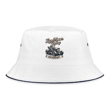 Lawn Tractor Racing Motorsport Lawnmower Racing - Bucket Hat - white/navy - Front