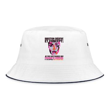 Directeur Créatif Art Conceptuel Humour - Bucket Hat - Weiß/Navy - Vorne
