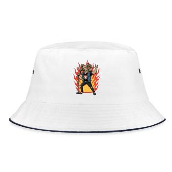 Heavy Metal Rock Musik Bock Musiker Band Festival - Bucket Hat - Weiß/Navy - Vorne