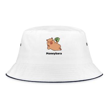 Prosperous Pig With Cash Lounging - Bucket Hat - white/navy - Front