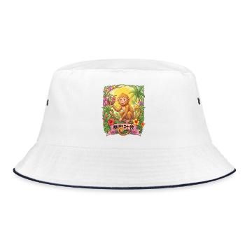 Tropical Monkey Sip on Paradise - Bucket Hat - white/navy - Front