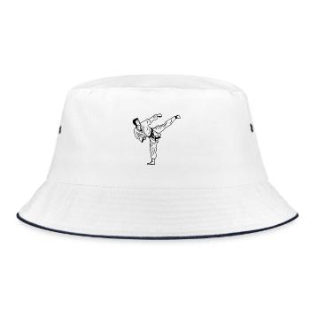 Karate Skizze - Bucket Hat - Weiß/Navy - Vorne