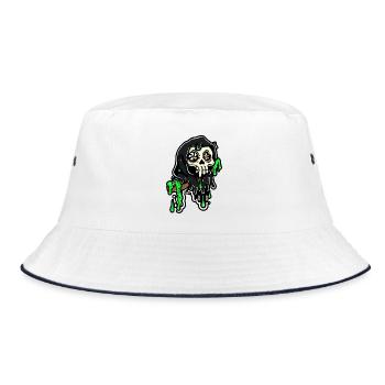 Sensenmann mit Neon-Schleim - Bucket Hat - Weiß/Navy - Vorne