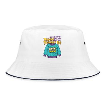 90s Upcycled Throwback Retro Cassette - Bucket Hat - white/navy - Front