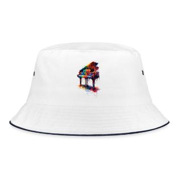 Piano with dripping paint - Bucket Hat - white/navy - Front