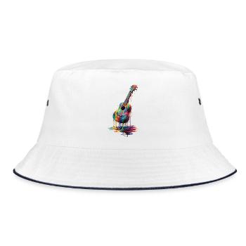 Ukulele with dripping paint - Bucket Hat - white/navy - Front