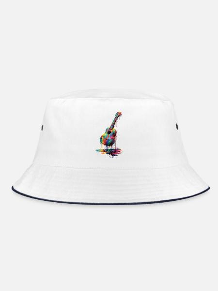 Ukulele with dripping paint - Bucket Hat - white/navy - Front