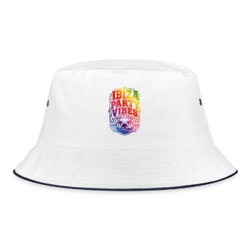 Ibiza Party Vibes Bunt - Bucket Hat - Weiß/Navy - Vorne