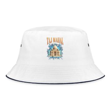 Taj-Mahal-Fälschung - Bucket Hat - Weiß/Navy - Vorne