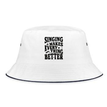 Singing makes everything better - black - Bucket Hat - white/navy - Front