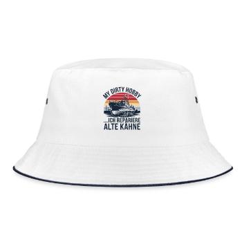  My Dirty Hobby Ich Repariere Alte Kähne Boot - Bucket Hat - Weiß/Navy - Vorne
