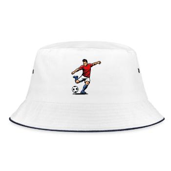 Footballspieler in Aktion - Bucket Hat - Weiß/Navy - Vorne