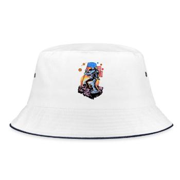 USA Astronaut on Moon First Landing American Flag - Bucket Hat - white/navy - Front
