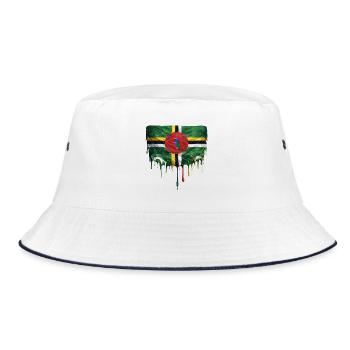 Dominica Flag Tropfenkunst - Bucket Hat - Weiß/Navy - Vorne