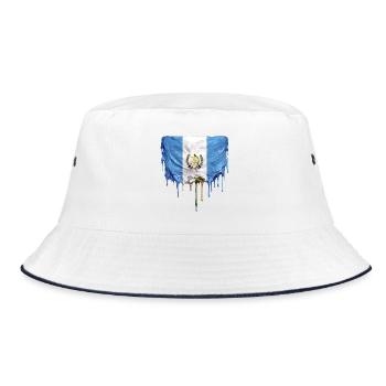 Guatemala Flagge Schmelz-Effekt - Bucket Hat - Weiß/Navy - Vorne