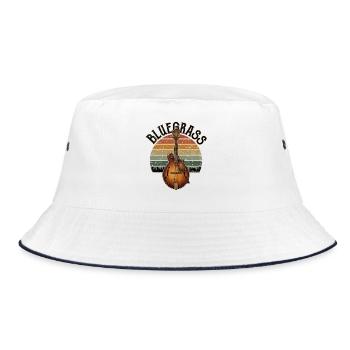 Retro Vintage Bluegrass Mandolin Bluegrass Music - Bucket Hat - white/navy - Front