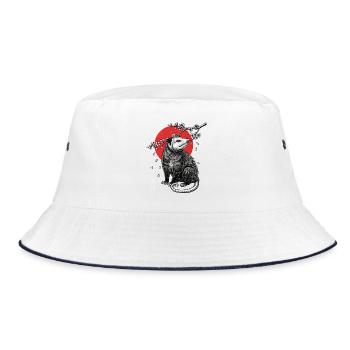Marder im Kirschblütenmond - Bucket Hat - Weiß/Navy - Vorne