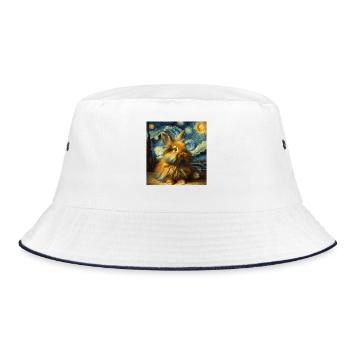 Zwergkaninchen Starry Night - Bucket Hat - Weiß/Navy - Vorne