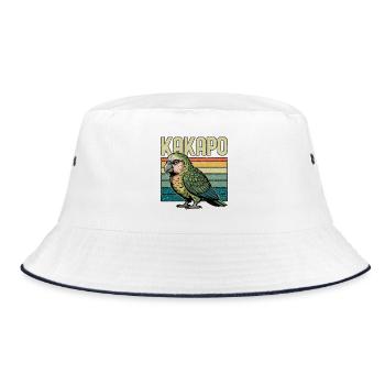 New Zealand Kakapo Parrot Papagei Retro - Bucket Hat - white/navy - Front