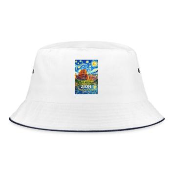 Zion Nationalpark, Utah Sternennacht - Bucket Hat - Weiß/Navy - Vorne