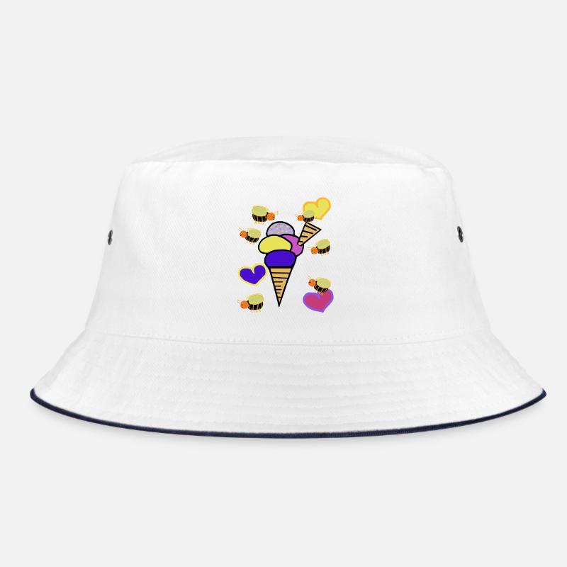 Retro Eis Eiskrem Eiscreme Bienen - Bucket Hat - white/navy