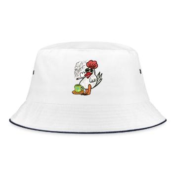 Coffee Butt Cigarettes Chicken Break - Bucket Hat - white/navy - Front