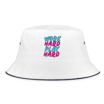 Work Hard Play Hard Neon Fun - Bucket Hat - white/navy - Front