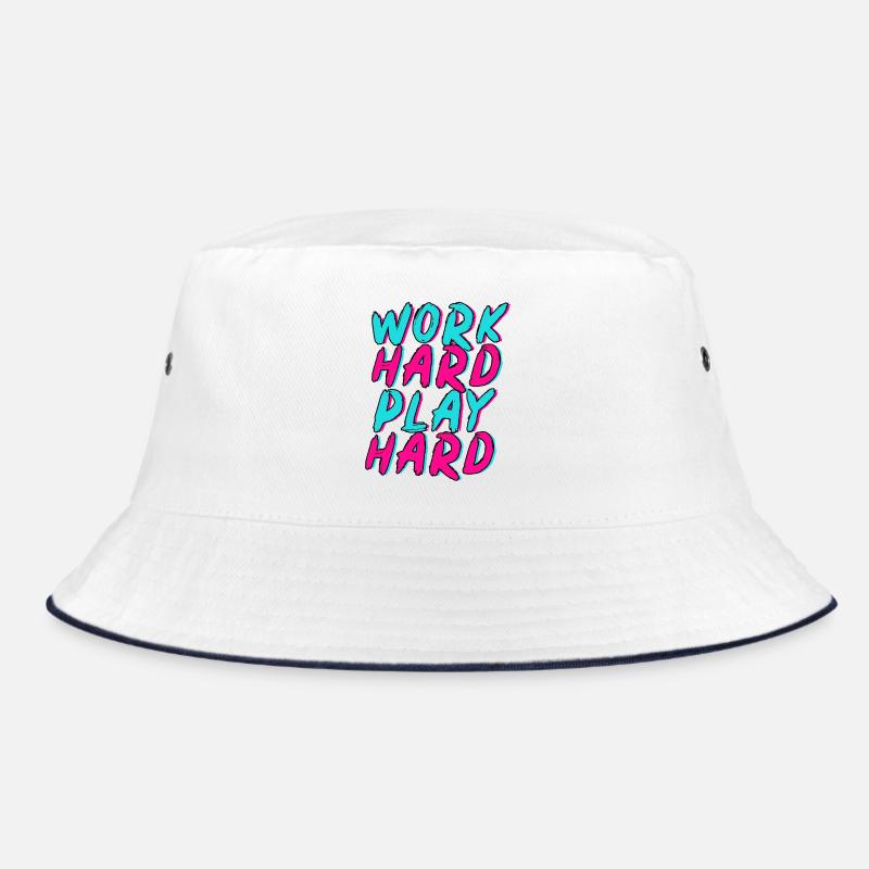Work Hard Play Hard Neon Spaß Bucket Hat